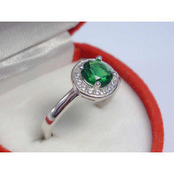 Strieborný dámsky prsteň zelený zirkón ródium VPS52214 925/1000 2,14 g