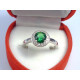Strieborný dámsky prsteň zelený zirkón ródium VPS52214 925/1000 2,14 g