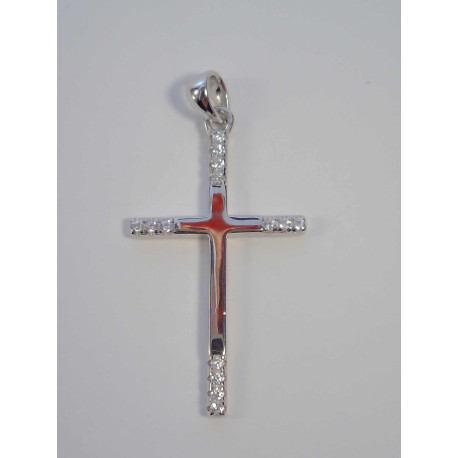 Strieborný ródiovaný prívesok Krížik so zirkónmi VIS141 925/1000 1,41g