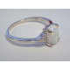 Strieborný dámsky prsteň s bielym opálom, ródium VPS56185 925/1000 1,85g