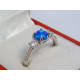 Strieborný dámsky prsteň s modrým opálom, ródium VPS54195 925/1000 1,95g