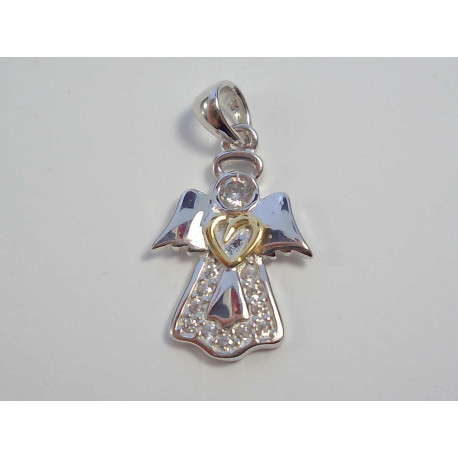 Strieborný dámsky prívesok anjel so zirkónmi, ródium VIS144 925/1000 1,44g