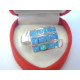 Zaujímavý dámsky zdobený prsteň modrý opál,ródium VPS63644 925/1000 6,44 g