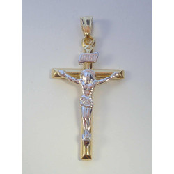 Zlatý prívesok kríž s Ježišom viacfarebné zlato VI143V 14 karátov 585/1000 1,43 g