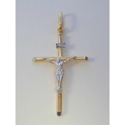 Zlatý prívesok krížik s Ježišom viacfarebné zlato VI113V 14 karátov 585/1000 1,13 g