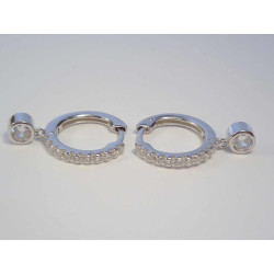 Dámske strieborné naušnice kruhy s visiacim kamienkom ródium VAS349 925/1000 3,49 g