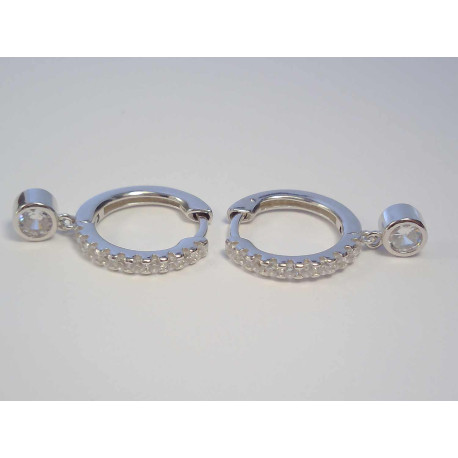 Dámske strieborné naušnice kruhy s visiacim kamienkom ródium VAS349 925/1000 3,49 g
