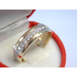 Zaujímavý dámsky prsteň žltobiele zlato kamienky VP62568V 14 karátov 585/1000 5,68 g