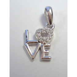 Strieborný dámsky prívesok LOVE s kamienkami ródium DIS069 925/1000 0,69 g