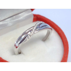 Jemný dámsky strieborný prsteň s kamienkami ródium VPS56193 925/1000 1,93 g