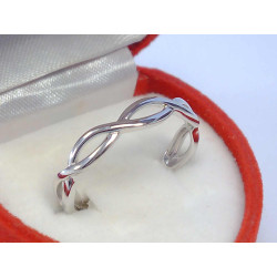 Jednoduchý dámsky strieborný prsteň prepletaná obruč ródium VPS56155 925/1000 1,55 g