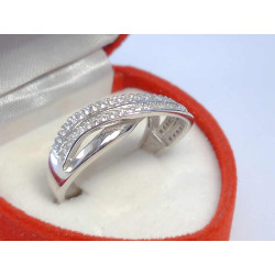 Zaujímavý dámsky strieborný prsteň s kamienkami ródium VPS52282 925/1000 2,82 g