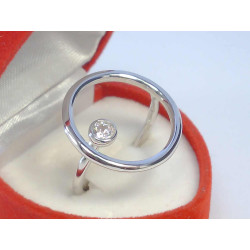 Zaujímavý dámsky strieborný prsteň číry kamienok ródium VPS58352 925/1000 3,52 g