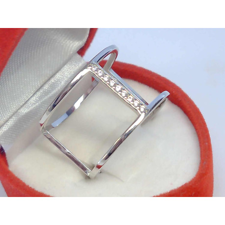 Zaujímavý dámsky strieborný prsteň s kamienkami ródium VPS61222 925/1000 2,22 g