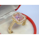 Zlatá dámska súprava naušnice prsteň ružové zirkóny VS58732Z žlté zlato 14 karátov 585/1000 7,32 g