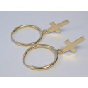 Dámske zlaté naušnice kruhy s krížikom VA114Z žlté zlato 14 karátov 585/1000 1,14 g