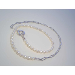 Dámsky strieborný náramok s perličkami DNS4551056 925/1000 10,56g