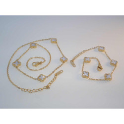 SET retiazka a náramok z pozlátenej chirurgickej ocele s bielymi kamienkami VSO425/1082 316/L 10,82g