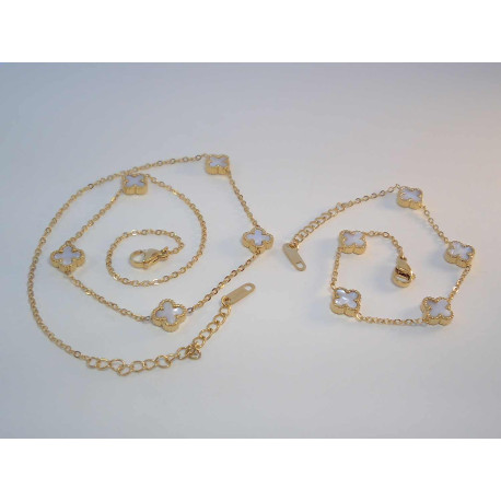 SET retiazka a náramok z pozlátenej chirurgickej ocele s bielymi kamienkami VSO425/1082 316/L 10,82g