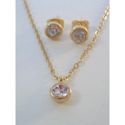 SET náušnice a retiazka z pozlátenej chirurgickej ocele so zirkónmi VSO4548380 316/L 3,80g