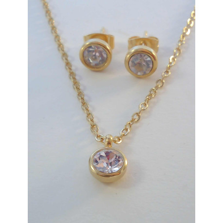 SET náušnice a retiazka z pozlátenej chirurgickej ocele so zirkónmi VSO4548380 316/L 3,80g