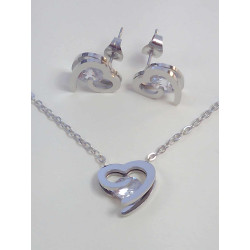SET náušnice a retiazka s príveskom srdce zirkón z chirurgickej ocele VSO4548521 316/L 5,21g