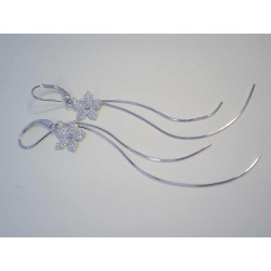 Dámske strieborné visiace naušnice kvietoček s kamienkami ródium VAS270 925/1000 2,70 g
