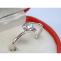 Jednoduchý dámsky strieborný prsteň s kamienkom ródium DPS55117 925/1000 1,17 g
