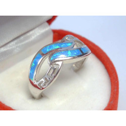 Dámsky strieborný prsteň ródiovaný modrý opál DPS54343 925/1000 3,43 g