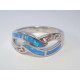Dámsky strieborný prsteň ródiovaný modrý opál DPS54343 925/1000 3,43 g