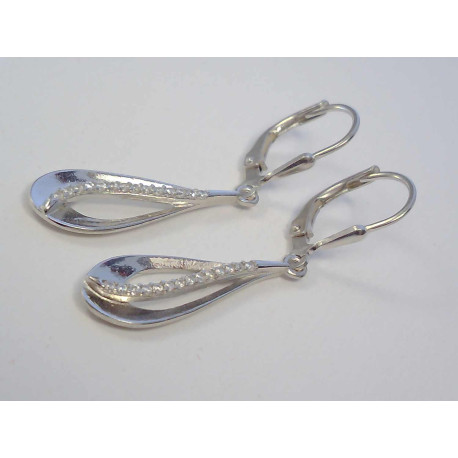 Dámske strieborné visiace naušnice zirkóny ródium DAS267 925/1000 2,67 g