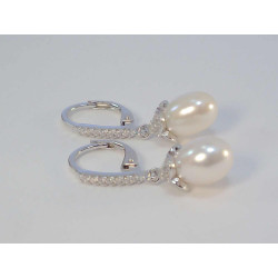 Strieborné visiace náušnice perla/zirkóny VAS354 925/1000 3,54g