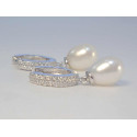 Strieborné visiace náušnice kruhy perla/zirkón VAS433 925/1000 4,33g