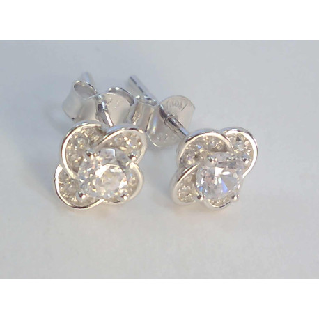 Strieborné napichovacie náušnice kvet zirkón VAS146 925/1000 1,46g