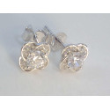 Strieborné napichovacie náušnice kvet zirkón VAS146 925/1000 1,46g