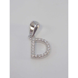 Strieborný prívesok písmeno D zirkóny VIS082 925/1000 0,82g