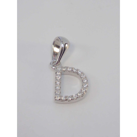 Strieborný prívesok písmeno D zirkóny VIS082 925/1000 0,82g
