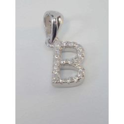 Strieborný prívesok písmeno B zdobený zirkónmi VIS082 925/1000 0,82g