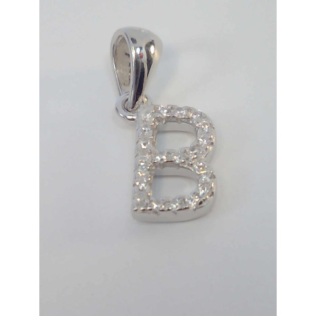 Strieborný prívesok písmeno B zdobený zirkónmi VIS082 925/1000 0,82g