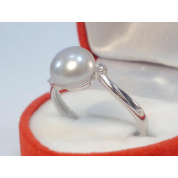 Strieborný prsteň s perlou a zirkónmi VPS58228 925/1000 2,28g