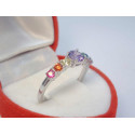 Dámsky ródiovaný strieborný prsteň farebné kamienky VPS57209 925/1000 2,09 g