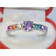 Dámsky ródiovaný strieborný prsteň farebné kamienky VPS57209 925/1000 2,09 g
