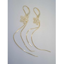 Strieborné pozlátené visiace náušnice kvet so zirkónmi VAS268 925/1000 2,68g