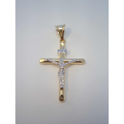 Zlatý prívesok krížik Ježiš na kríži viacfarebné zlato VI179V 14 karátov 585/1000 1,79 g
