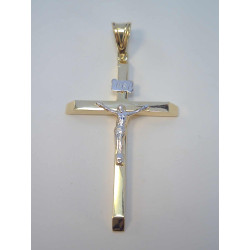 Zlatý prívesok kríž s Ježišom žltobiele zlato VI267V 14 karátov 585/1000 2,67 g