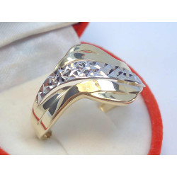 Kombinovaný zlatý dámsky prsteň vzorovaný VP61221V 14 karátov 585/1000 2,21g