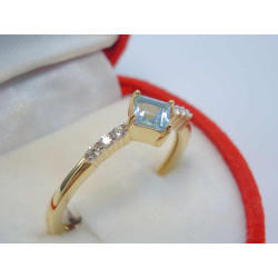 Zlatý dámsky prsteň s modrým kameňom žlté zlato VP56180Z 14 karátov 585/1000 1,80 g