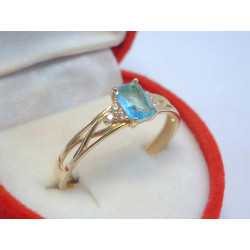 Zlatý dámsky prsteň žlté zlato modrý kameň VP60173Z 14 karátov 585/1000 1,73 g