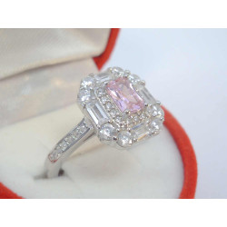 Strieborný prsteň ružový brúsený zirkón VPS5445 925/1000 4,50g