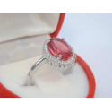 Strieborný prsteň červený oválny zirkón VAS53315 925/1000 3,15g